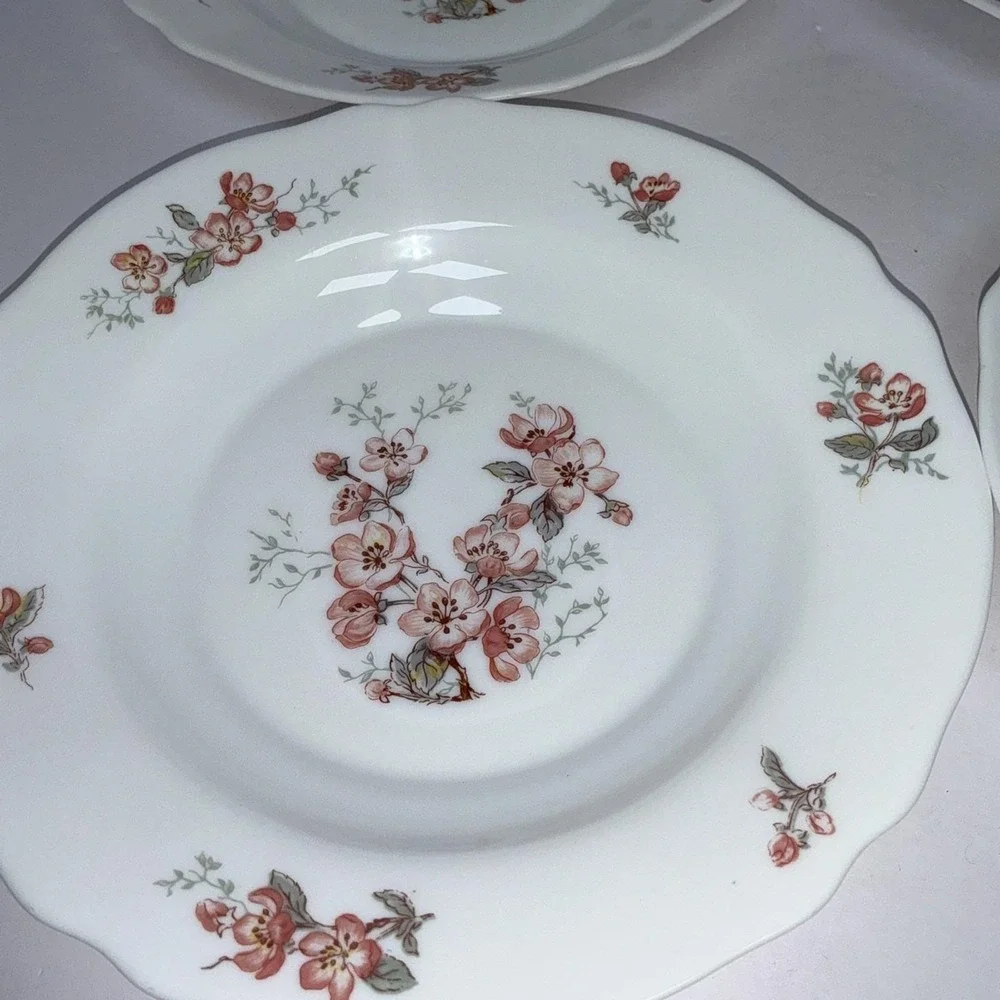 Vintage Set of 4 Arcopal France Pink Cherry Blossom 9
